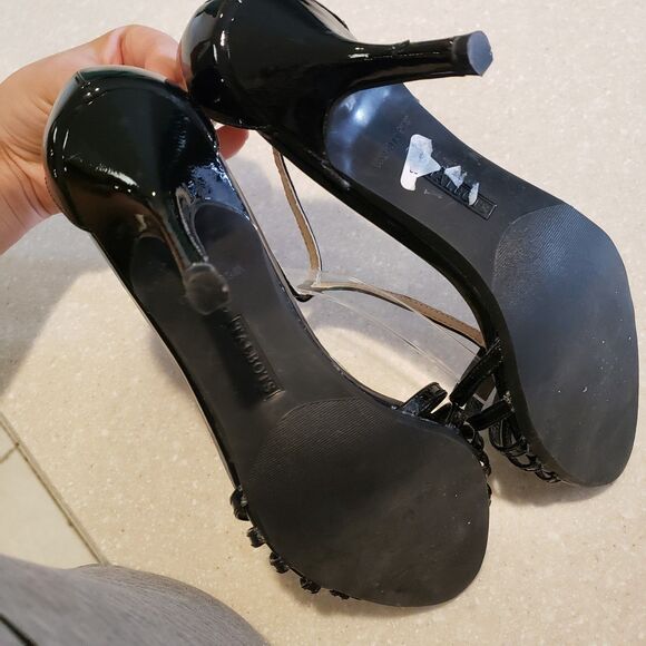 Talbots Women’s Black Leather Ankle Strap Heels Sandals Size 8 - Picture 5 of 6